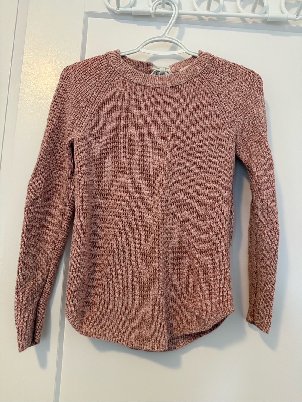 LOFT Ribbed Crewneck Sweater in Dusty Rose Heather